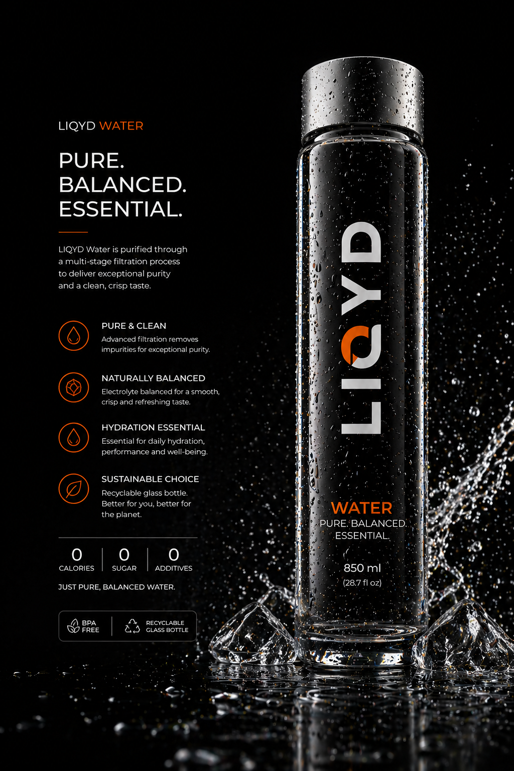 LIQYD glass water bottle